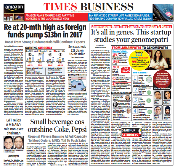 Times of India, April 7, 2017: It’s All in Genes