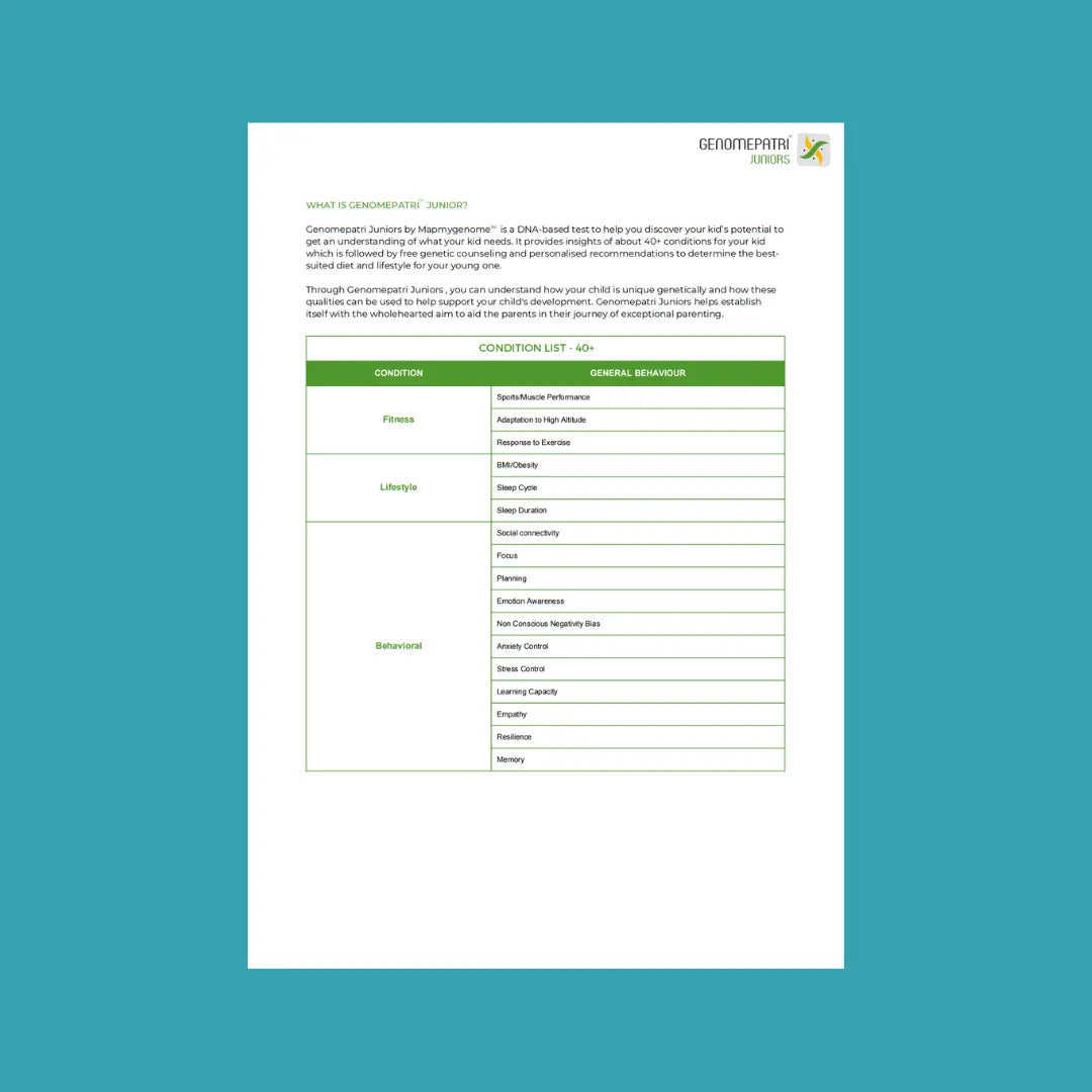 Genomepatri Juniors - At-home test for Kids Nutrition and Lifestyle - Mapmygenome